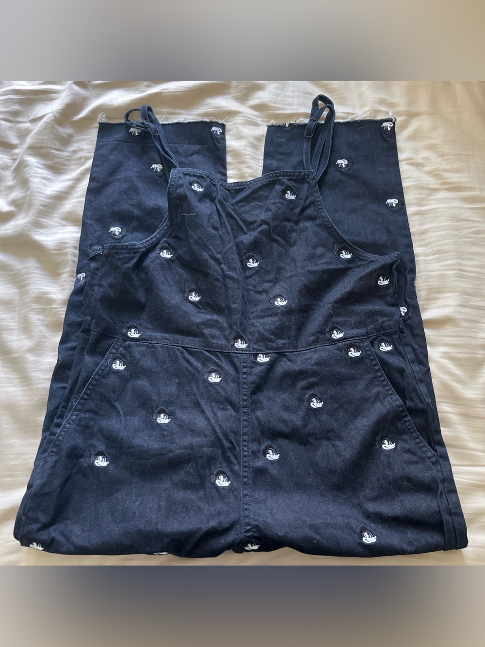 Frank & Oak Navy Blue Embroidered Mickey Jumpsuit